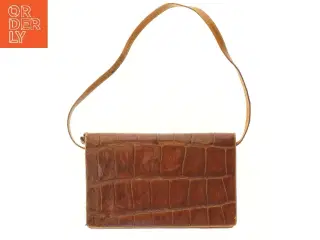 Brun læder skuldertaske (str. 32x21 cm)