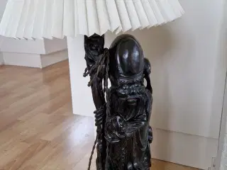 Lampe, kinesisk træfigur,, antik