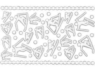 Skumstickers, skiløbere, ark 9x14 cm, str. 5-30 mm, hvid, 1 ark