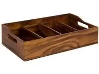 4 stk. Bestikkasse acacia træ 4 rum
