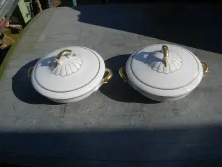 Porcelæns skåle med låg