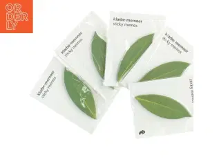 Fem pakker selvklæbende memoer (post-notes) i bladform (10 cm)