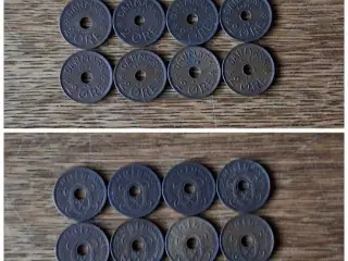 Danmark, 8 mønter, 2 ØRE - Christian X 