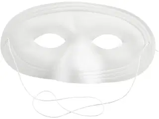 Halvmaske, H: 10 cm, B: 17,5 cm, hvid, 1 stk.