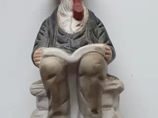 Porcelænsfigur - Mand læser avis med pibe i munden