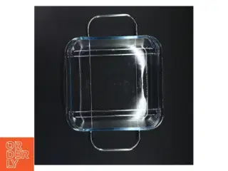 Firkantet glasfad med metalholder fra Marinex (str. 24x22 cm)