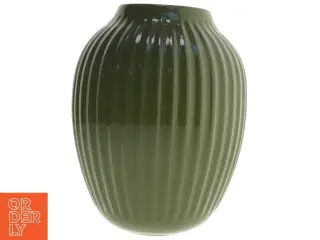Rillet grøn vase fra Kahler (str. 26x20 cm)