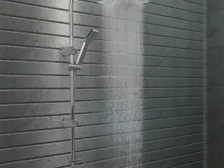 Brusersæt dobbelt brusehoved med håndbruser rustfrit stål