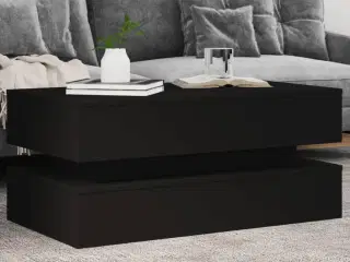 Sofabord med LED-lys 90x50x40 cm sort