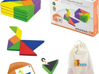 VIGA Magnetisk Tangram, H: 1 cm, L: 10 cm, B: 10 cm, 35dele/ 1 pk.