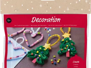 Mini DIY Kit Dekoration, Hjerter og juletræer, 1 pk.