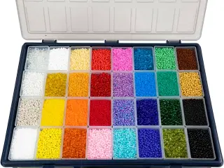 Rocaiperler, diam. 1,7+3+4 mm, str. 6/0+8/0+12/0, hulstr. 0,5-1,2 mm, Farve kan variere, 32x100g/ 1 pk.