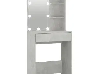 Makeupbord med LED-lys 60x40x140 cm betongrå