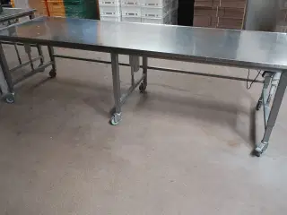 Elhæve/sænke arbejdsstation i rustfri stål  90x290cm