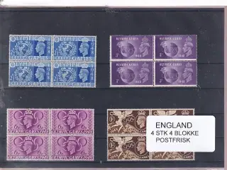 England - OL. 1948 - 4 Stk. 4 Blokke -  Postfrisk