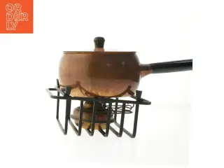 Kobber fondue gryde med låg og varmer (str. Ø. 15,5 cm)