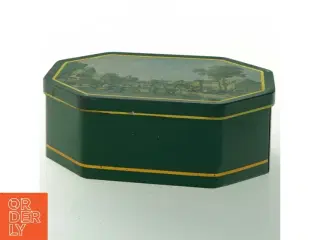Metaldåse med landskabsmotiv (str. 19,5 cm)