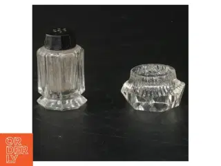 Salt- og peber sæt i facetteret krystal glas (str. 6x3 cm)