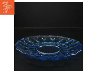 Blåt glasfad (str. Ø 27 cm)