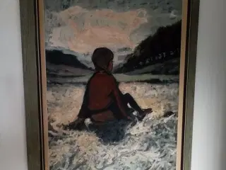 MALERI PIGE I ENGEN. KUNSTNER JOHN RUBANI