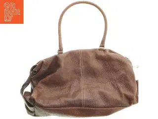 Brun lædertaske (str. 43x26 cm)