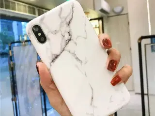 Hvid marmor cover til iPhone X el XS i silikone 