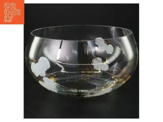 Dekorativ glas skål med bladmønster (str. Ø 20 cm)
