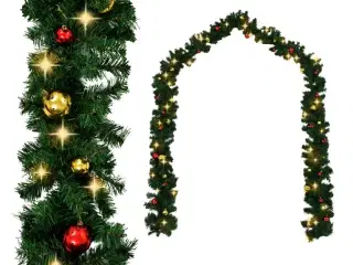Juleguirlande dekoreret med kugler og LED-lys 5 m
