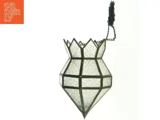 Glas- og metal hænge lysholder (str. 24 x. 15 cm)