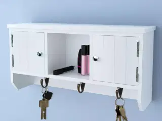 Vægskab til nøgler og smykker med låger og knager