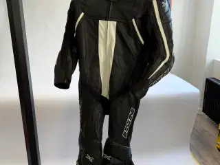 IXS Motorcykeldragt i læder, sort og hvid farve