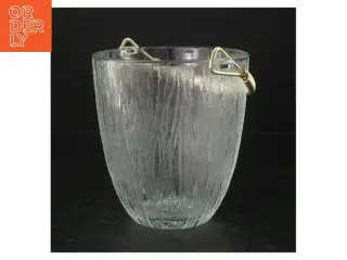 Isterningespand i glas og metal (str. H. 13,5 cm. ø. 12,5 cm)