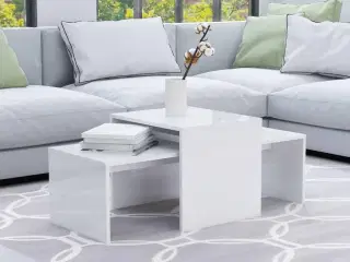 Sofabordssæt 100x48x40 cm konstrueret træ hvid højglans