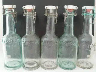 5 stk gamle patentflasker ( den "buttede" type).