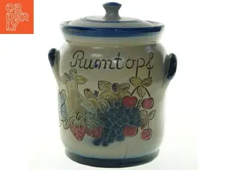 Keramik rumtopf krukke med låg (str. 21 cm)