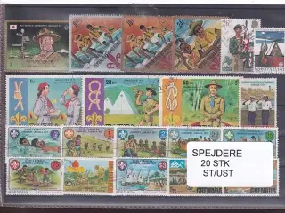 Spejder på Frimærker. 20 Stk. Stemplet/Ustemplet