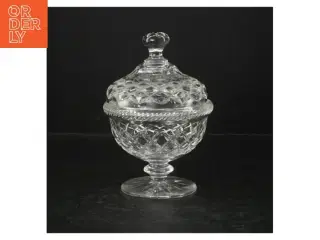 Krystalskål med låg (str. Ø. 12 cm. længde, 17,5 cm)
