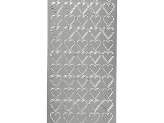 Sølv Hjerte Stickers - 10x23 cm, 1 ark
