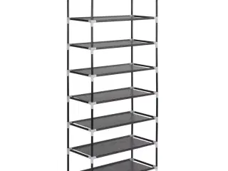 Skostativ med 8 hylder metal og ikke-vævet stof sort