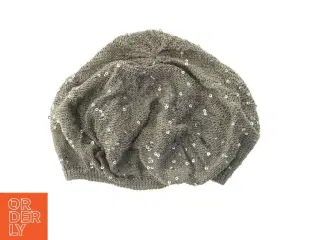 Grå beret med palietter (str. Ø. 18 cm)