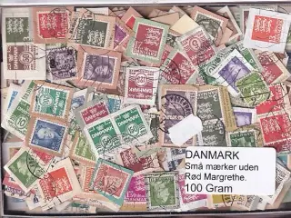 Danmark 100 g. små mærker UDEN rød Margrethe.