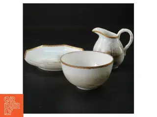 Vintage kinesisk Porcelænsservice med landskabsmønster (str. Tallerken, 13 cm. skål, 8 cm. kande 8 cm)