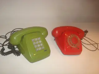 TELEFONER retro, har rød og grøn