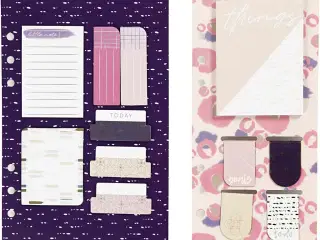 Sticky Notes & Bogmærker - Guld, Lilla, Rosa, 2 Ark