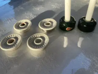 Pla lysestager eller grøn glas