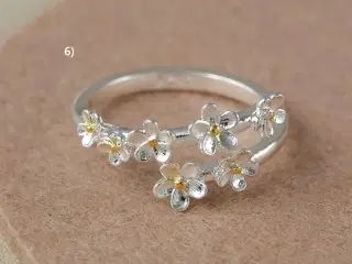 * Sterlingsølv; Smuk blomster-fingerring