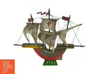 Vintage Model Træ Skib  Nina - model af Christopher Columbus' Skib 1492 (str. 13 cm)