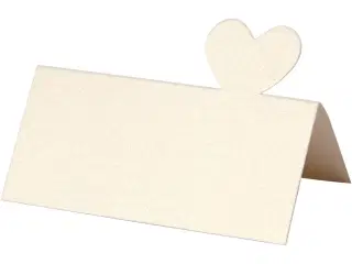 Elegante råhvide bordkort 8x8,5 cm - 20 stk.
