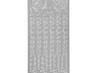 Stickers, jubilæum, ark 10x23 cm, sølv, 1 ark