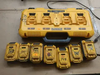 7 batterier og lader, muligvis defekte
